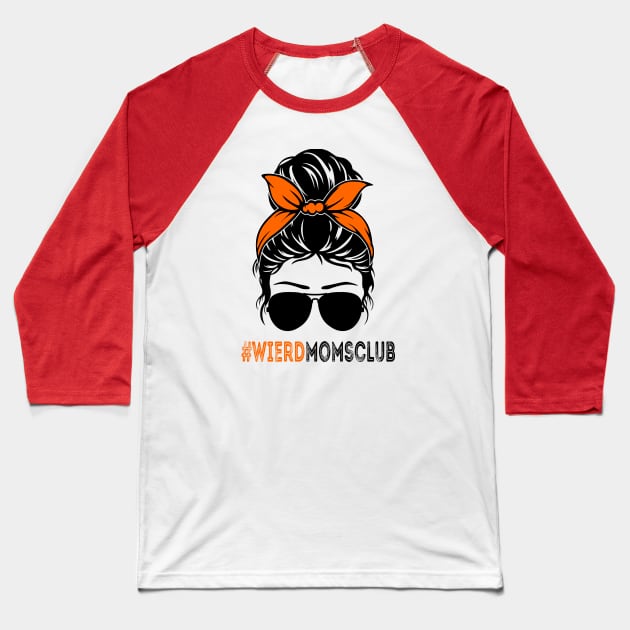 weird moms club messy bun hair cool design Baseball T-Shirt by NIKA13